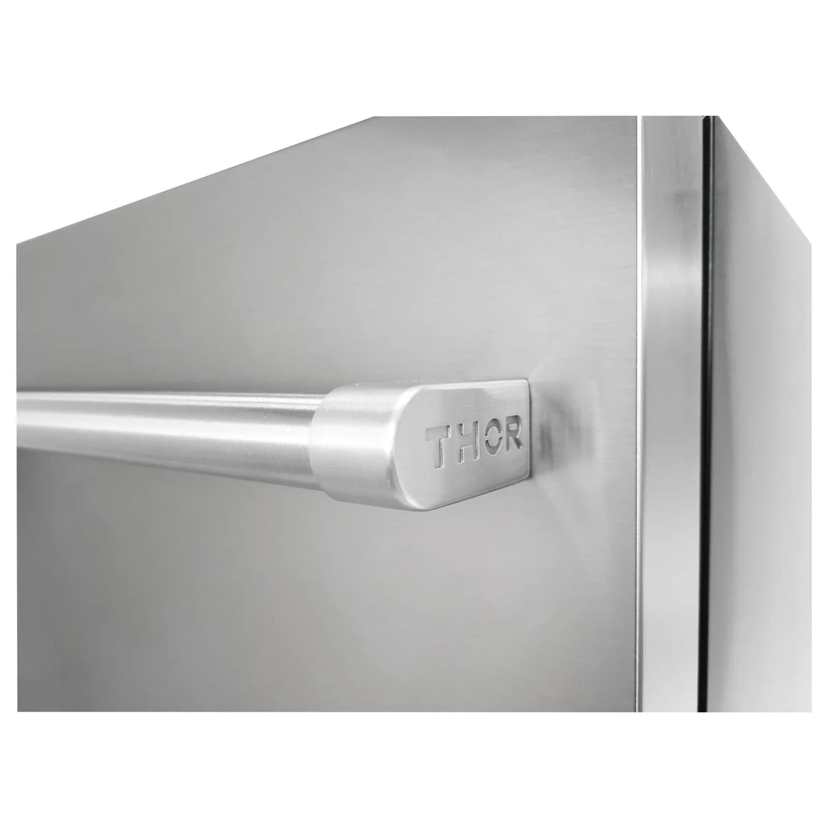 Stainless steel door with recessed THOR logo and horizontal metal handle