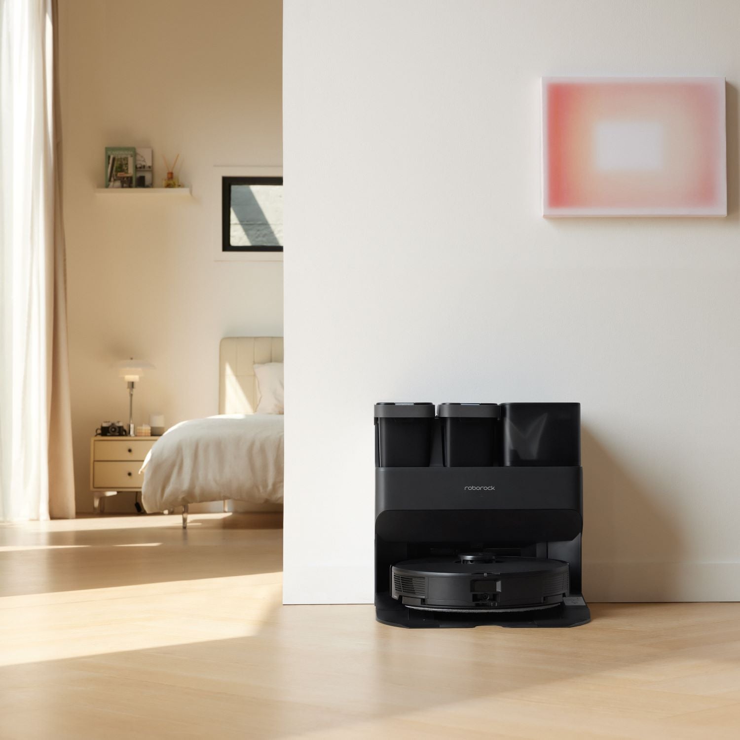 Robot vacuum charging dock with robot parked inside