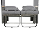 Parrot Uncle 2-Piece Outdoor Rattan Daybed with Bench Lounge Roof Set and Cushions for Poolside, Backyard and Garden