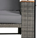 Parrot Uncle 2-Piece Outdoor Rattan Daybed with Bench Lounge Roof Set and Cushions for Poolside, Backyard and Garden