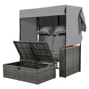 Parrot Uncle 2-Piece Outdoor Rattan Daybed with Bench Lounge Roof Set and Cushions for Poolside, Backyard and Garden