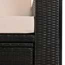 Parrot Uncle 2-Piece Outdoor Rattan Daybed with Bench Lounge Roof Set and Cushions for Poolside, Backyard and Garden