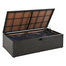 Parrot Uncle 2-Piece Outdoor Rattan Daybed with Bench Lounge Roof Set and Cushions for Poolside, Backyard and Garden