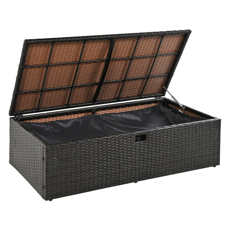 Parrot Uncle 2-Piece Outdoor Rattan Daybed with Bench Lounge Roof Set and Cushions for Poolside, Backyard and Garden