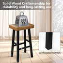 Parrot Uncle Set of 2 Farmhouse Solid Wood Bar Stools - Backless Saddle Seat Counter Height Chairs for Kitchen Island, Breakfast Nook & Home Office