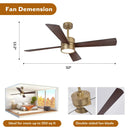 Parrot Uncle 52-Inch Bucholz Industrial Dimmable RGB LED Ceiling Fan with Remote and APP Control
