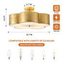 Parrot Uncle 20-Inch Joyce 5-Light Vintage Golden Semi-Flush Mount Ceiling Light (BBC3004)