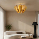 Parrot Uncle 19-Inch Elvira 6-Light Farmhouse Vintage Distressed Golden Semi-Flush Mount Ceiling Light (BBC3001)