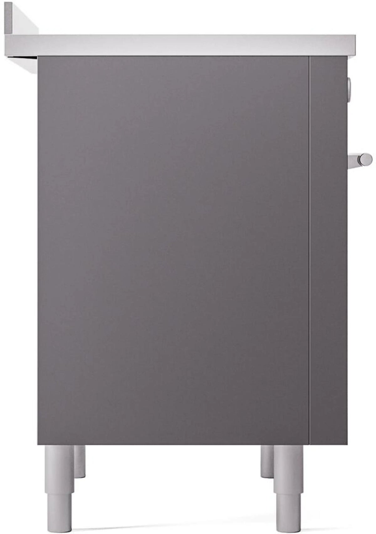 Matte graphite induction range side panel with mounting feet