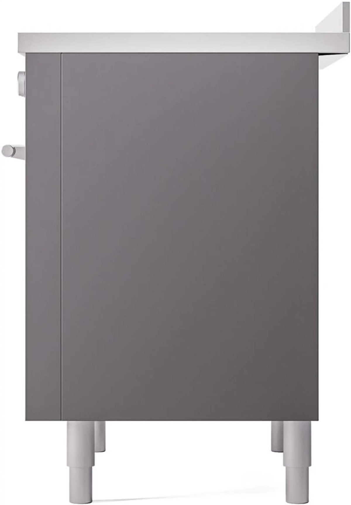 Matte graphite induction range end panel with legs