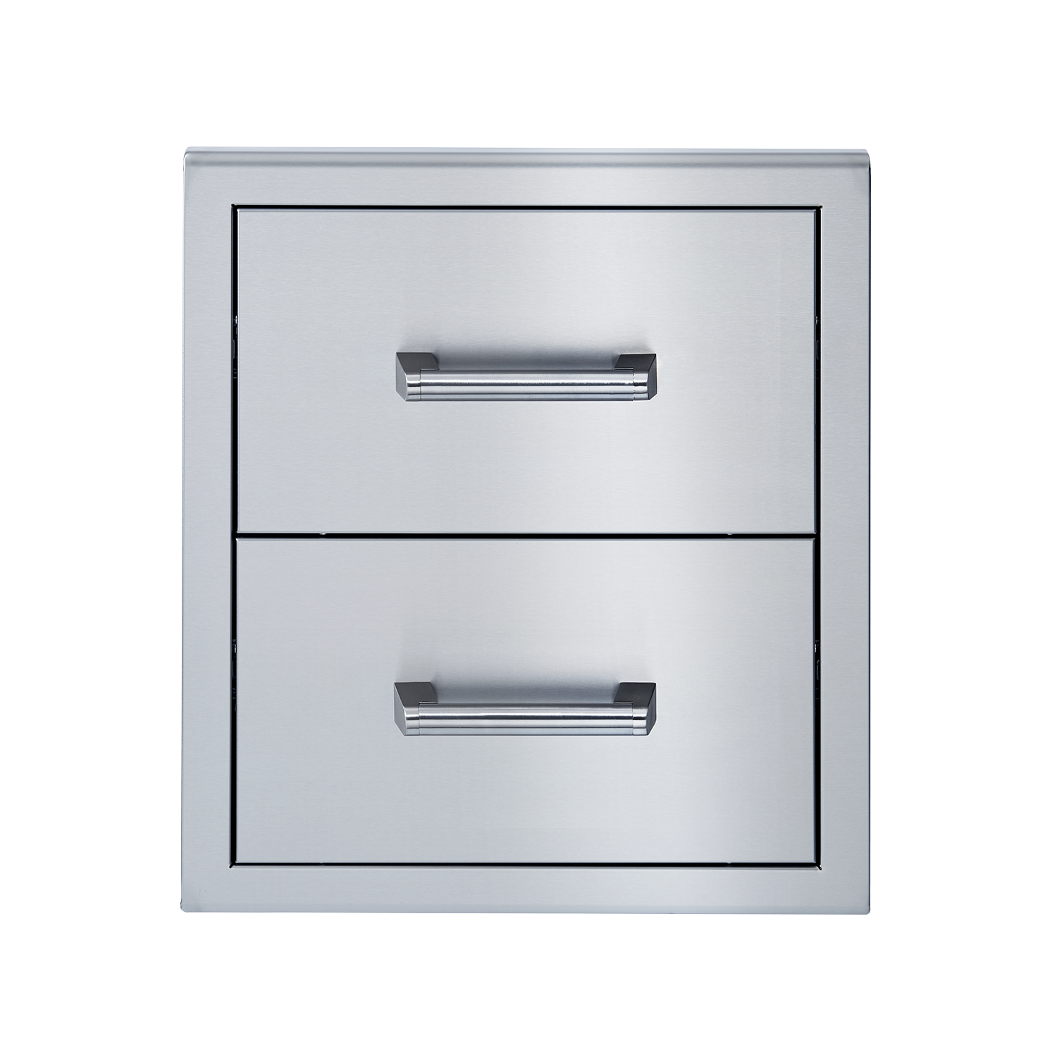 Broilmaster double drawer unit with two stacked drawers and metal pull handles