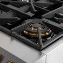 Kucht 2-Piece Appliance Package - 36-Inch Propane Gas Range with 5.2 Cu. Ft. Oven & Wall Mount Range Hood in Stainless Steel with Gold Accents