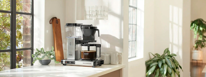 Moccamaster KBGV Select Glass Carafe 10-Cup Coffee Maker in Polished Silver with Automatic Drip-Stop, 40 Ounce, 1.25L (53941)