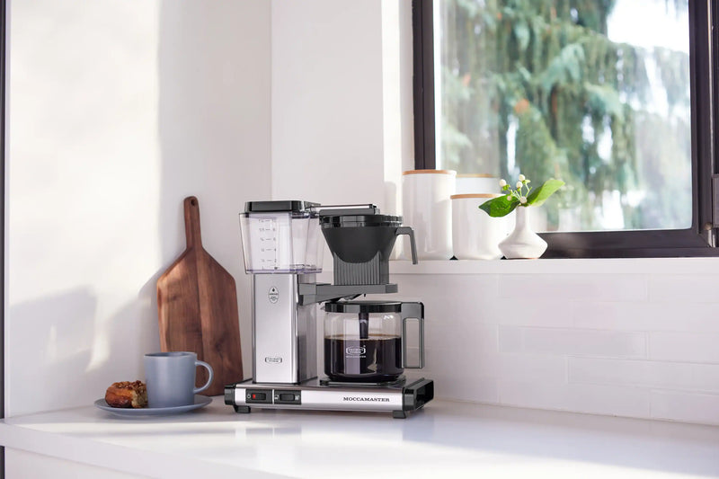 Moccamaster KBGV Select Glass Carafe 10-Cup Coffee Maker in Polished Silver with Automatic Drip-Stop, 40 Ounce, 1.25L (53941)