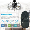 Parrot Uncle 23-Inch Modern DC Motor Downrod Mount Reversible Fandelier Ceiling Fan with Lighting and Remote Control (F8237110V)