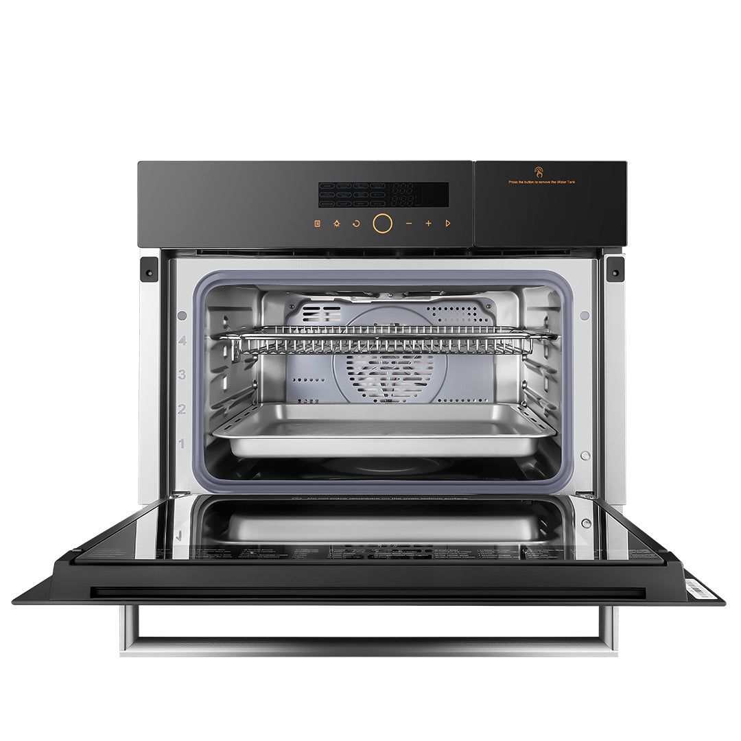 Fotile 24-Inch Built-In Steam Single Electric Wall Oven with Air Fry Convection, Self, Steam Cleaning in Moonshadow Grey (HZK-TS1-Y)