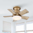 Parrot Uncle 24-Inch Farmhouse Flush Mount Reversible Iron Ceiling Fan with Lighting and Remote Control