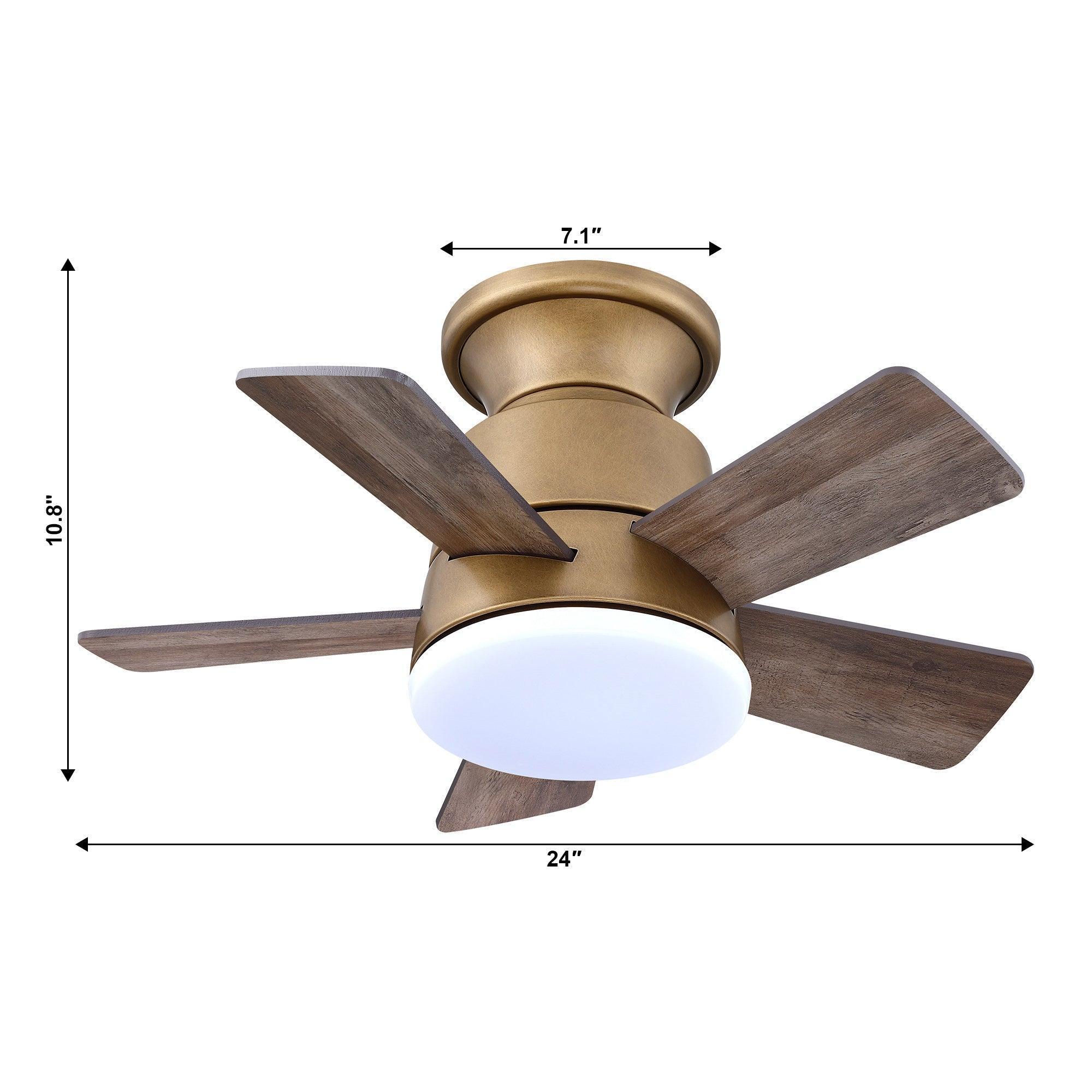 Oil-rubbed bronze 24 in flush mount ceiling fan with frosted light and four blades