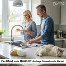 Forno Acqua BrightDiamond Black Onyx 3/4HP Super Quiet Garbage Disposal Corded with Motion Sensor Cabinet Light & Pre-Wired Air Switch (WDD075TA1BO)