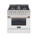 Kucht Signature 30-Inch Propane Gas Range with Convection Oven in White with White Knobs & Gold H&le (KNG301/LP-W-GOLD)