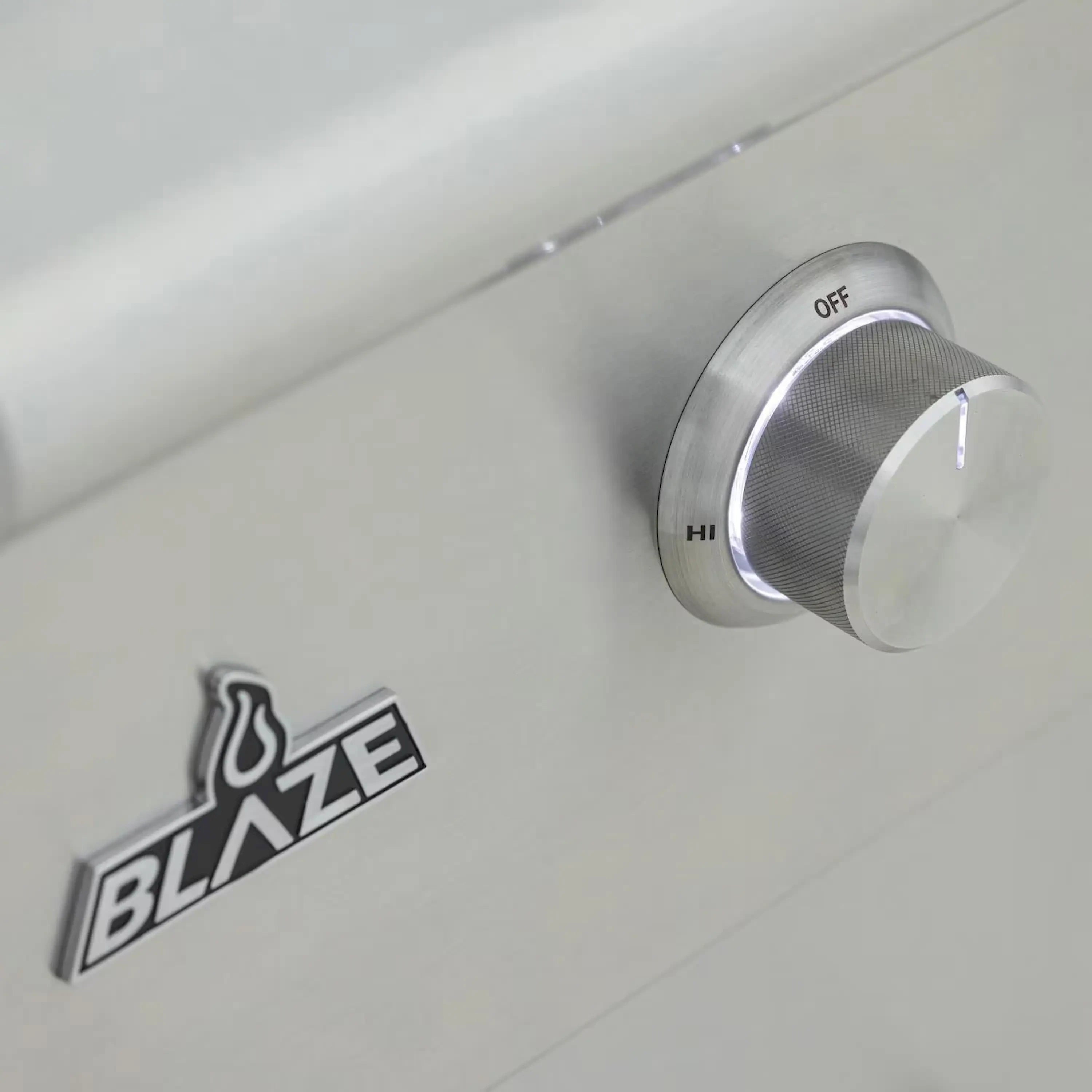 Stainless steel control knob with OFF and HI markings