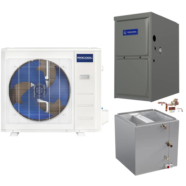 MRCOOL Hyper Heat - Central Heat Pump & Gas Furnace Split System - 24K BTU, 96% AFUE - 17.5" Cabinet - Multi-Position