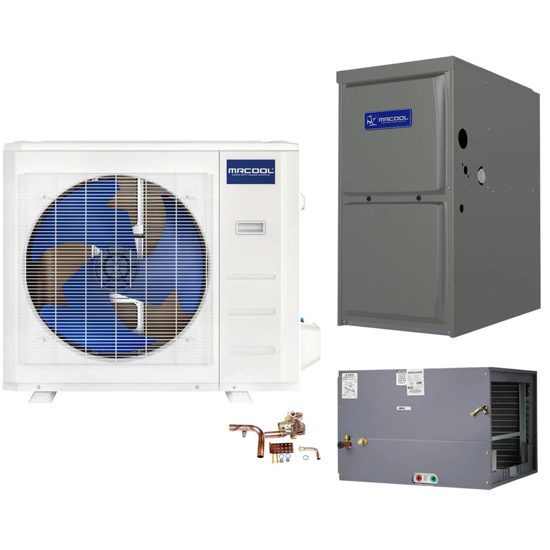 MRCOOL Hyper Heat - Central Heat Pump & Gas Furnace Split System - 24K BTU, 96% AFUE - 17.5" Cabinet - Multi-Position