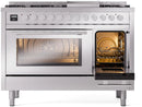 ILVE 48-Inch Professional Plus II Freestanding Natural Gas Dual Fuel Range with 8 Sealed Burner in Stainless Steel (UP48FWMPSS)