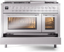 ILVE 48-Inch Professional Plus II Freestanding Propane Gas Dual Fuel Range with 8 Sealed Burner in Stainless Steel (UP48FWMPSSLP)