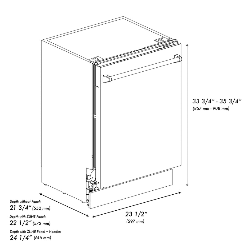 ZLINE 24-Inch Tallac Series 3rd Rack Dishwasher in White Matte with Stainless Steel Tub, 51dBa (DWV-WM-24)