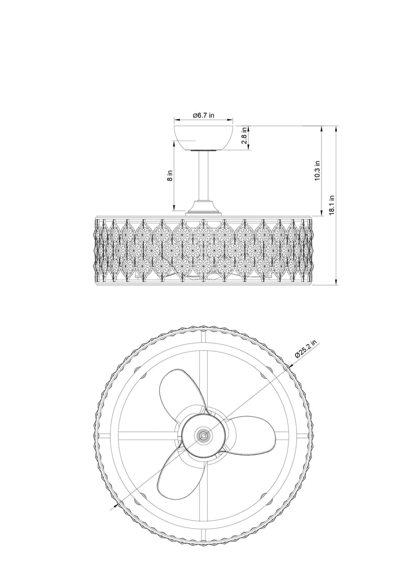 Parrot Uncle 25-Inch Modern Downrod Mount Crystal Fandelier with Lighting and Remote Control (A017204CA110V)