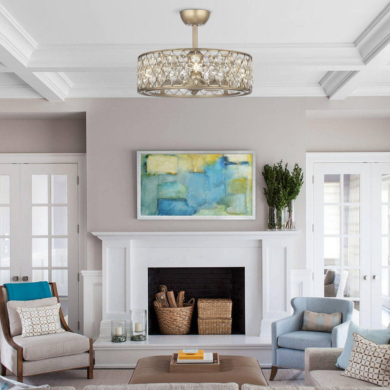 Parrot Uncle 25-Inch Modern Downrod Mount Crystal Fandelier with Lighting and Remote Control (A017204CA110V)