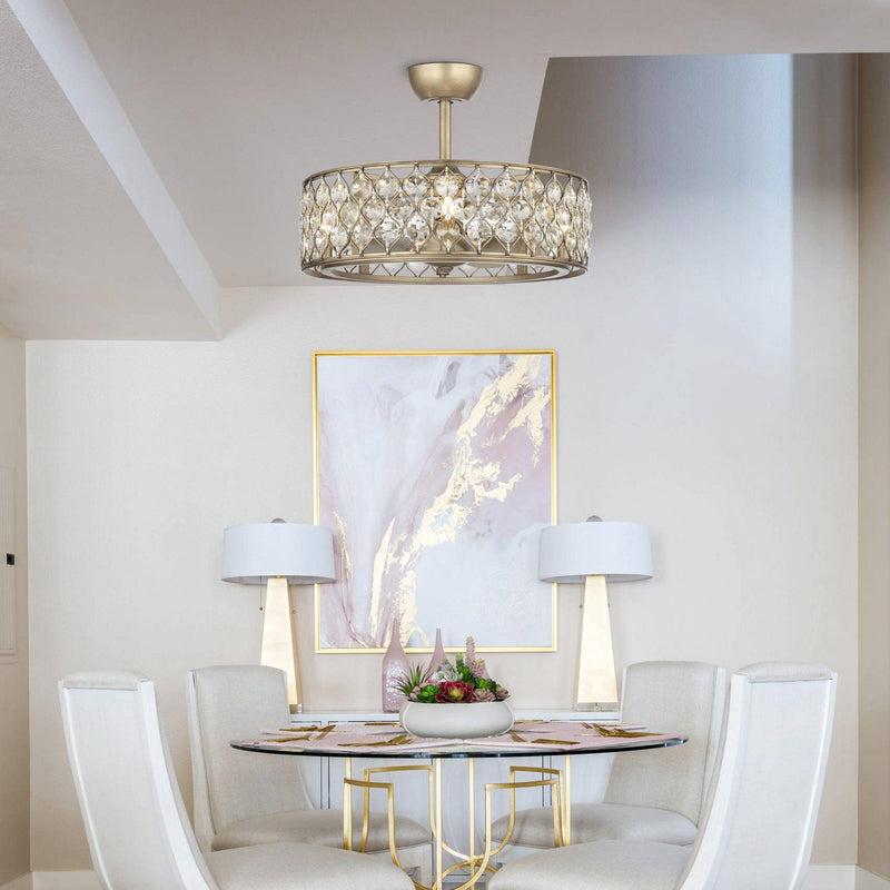 Parrot Uncle 25-Inch Modern Downrod Mount Crystal Fandelier with Lighting and Remote Control (A017204CA110V)