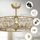 Parrot Uncle 25-Inch Modern Downrod Mount Crystal Fandelier with Lighting and Remote Control (A017204CA110V)