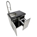 Forno Bulnes Outdoor Kitchen 30-Inch BBQ 60,000 BTU, with Sear, Rotisserie Infrared Burners, 1.8 Cu.Ft. Beverage Center, & Black Countertops (FODKT2506BLK)