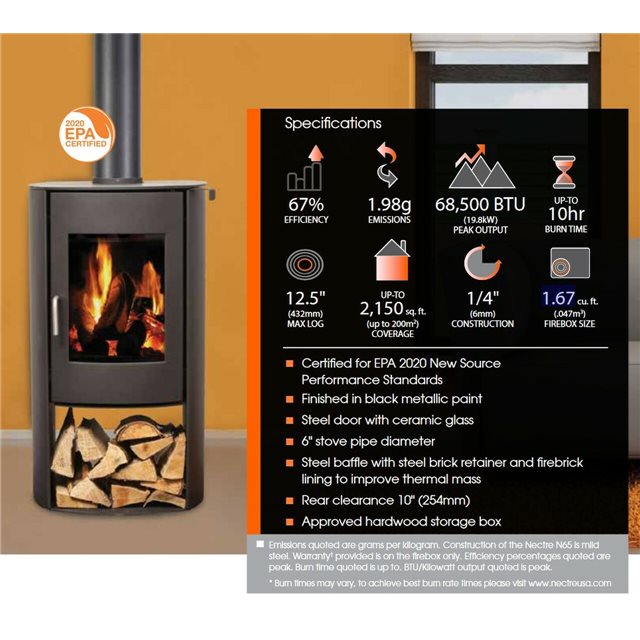 Nectre Wood Stove, 68,500 BTU (N65)