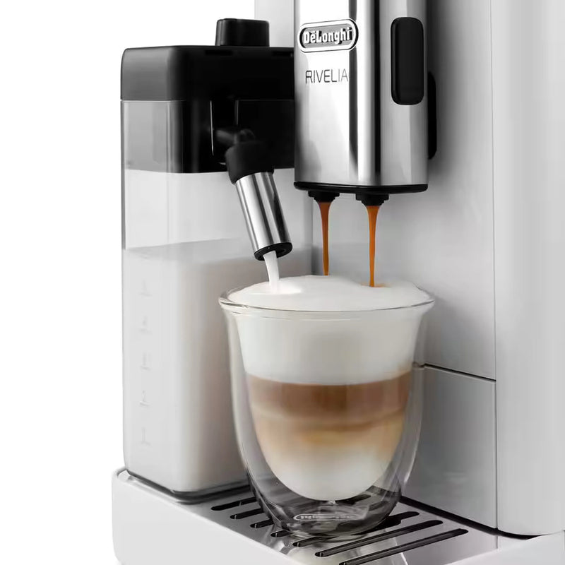 De'Longhi Rivelia Fully Automatic Espresso Machine in White (EXAM44055W)