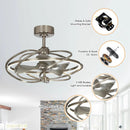 Parrot Uncle 27-Inch Bucholz Industrial DC Motor Brushed Nickel Downrod Mount Reversible Ceiling Fan with Lighting and Remote Control (F8203A110V)