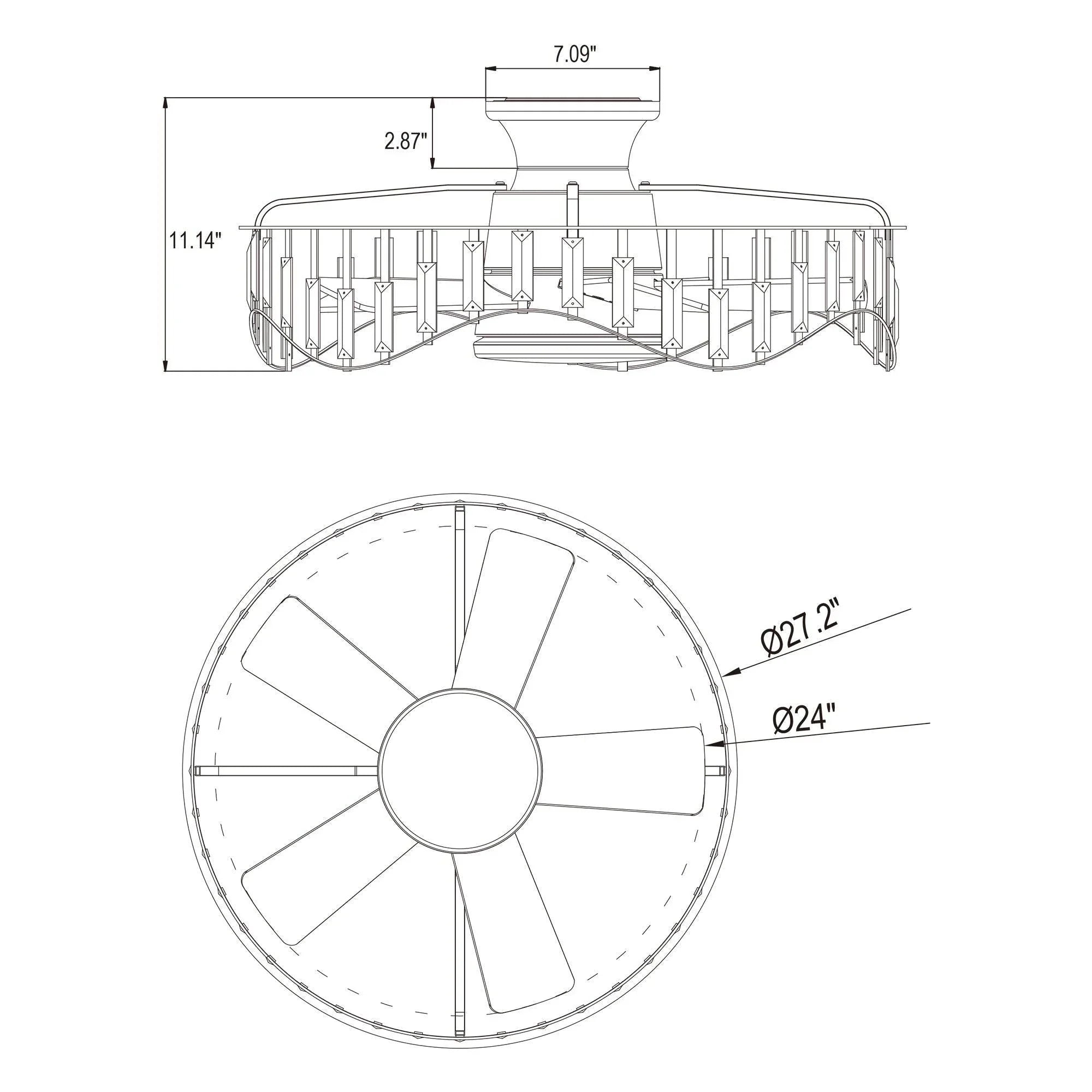 Brush nickel flush-mount ceiling fan with integrated light and 5 reversible dark blades