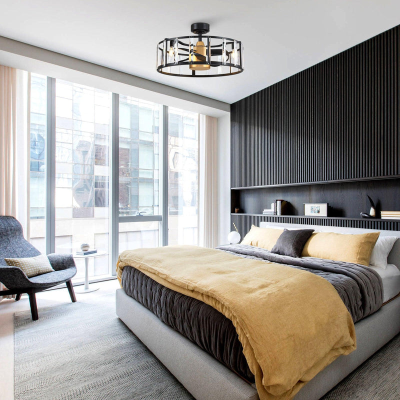 Parrot Uncle 27" Modern DC Motor Downrod Mount Reversible Crystal Ceiling Fan with Lighting and Remote Control (F8282110V)