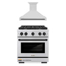 ZLINE Autograph Edition 2-Piece Appliance Package - 30-Inch Gas Range and Wall Mounted Range Hood in Stainless Steel with Matte Black Trim (2AKP-SGRRH30-MB)