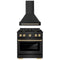 ZLINE Autograph Edition 2-Piece Appliance Package - 30-Inch Gas Range & Wall Mounted Range Hood in Black Stainless Steel with Gold Trim (2AKP-SGRBRH30-G)