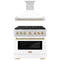 ZLINE Autograph Edition 2-Piece Appliance Package - 36-Inch Gas Range & Wall Mounted Range Hood in Stainless Steel and White Door with Champagne Bronze Trim (2AKP-SGRWMRH36-CB)