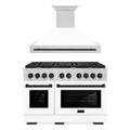 ZLINE Autograph Edition 2-Piece Appliance Package - 48-Inch Gas Range & Wall Mounted Range Hood in Stainless Steel and White Door with Matte Black Trim (2AKPR-SGRWMRH48-MB)