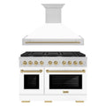 ZLINE Autograph Edition 2-Piece Appliance Package - 48-Inch Gas Range & Wall Mounted Range Hood in Stainless Steel and White Door with Champagne Bronze Trim (2AKPR-SGRWMRH48-CB)