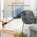 Giraffe Tools 62 Ft.- 155 Ft. Retractable Garden Hose Reel with Adjustable 9-pattern Nozzle