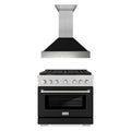 ZLINE 2-Piece Appliance Package - 36-inch Gas Range & Premium Range Hood in Satin Stainless Steel with Black Matte (2KP-SGRSBLMRH36)