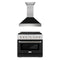 ZLINE 2-Piece Appliance Package - 36-inch Gas Range & Premium Range Hood in Satin Stainless Steel with Black Matte (2KP-SGRSBLMRH36)