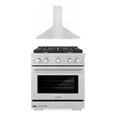ZLINE 2-Piece Appliance Package - 36-inch Gas Range in Stainless Steel with Satin Stainless Steel Door & Convertible Wall Mount Hood (2KP-SGRSNRH36)