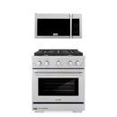 ZLINE 2-Piece Appliance Package - 30-Inch Gas Range & 30-Inch Over-The-Range Microwave Oven in Satin Stainless Steel (2KP-SGRSOTRH30)